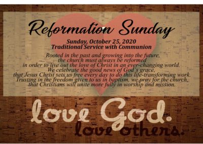 10 AM Traditional Worship Service – Reformation Sunday