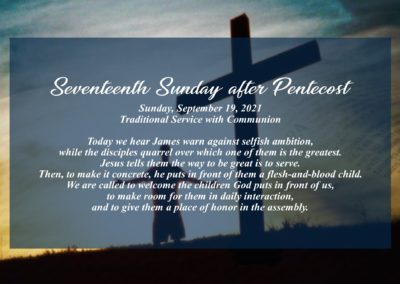 Streamed Worship Service – 17th Sunday after Pentecost