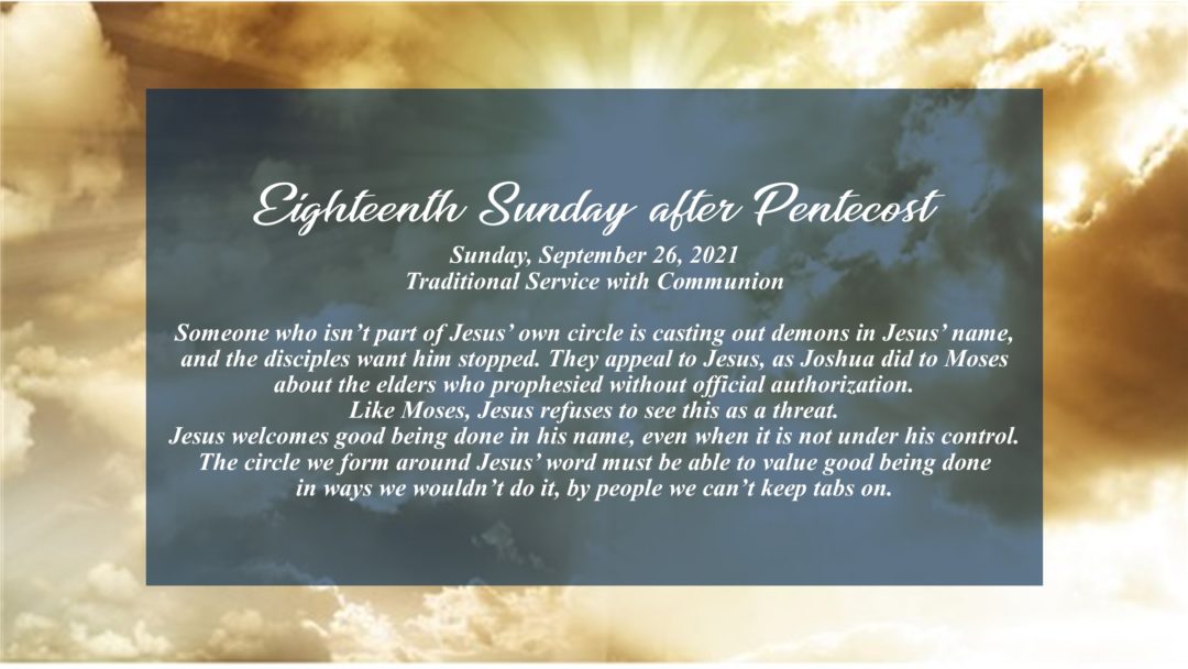 Streamed Worship Service – 18th Sunday after Pentecost