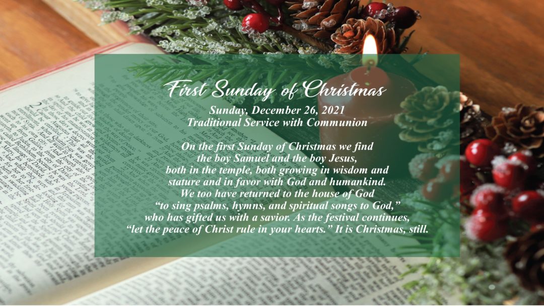 Streamed Worship Service – First Sunday of Christmas