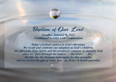 Streamed Worship Service – Baptism of Our Lord