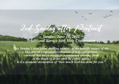 Streamed Worship Service – 2nd Sunday after Pentecost