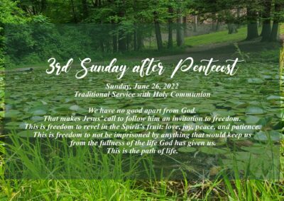 Streamed Worship Service – 3rd Sunday after Pentecost