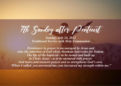 Streamed Worship Service – 7th Sunday after Pentecost