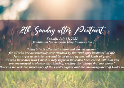 Streamed Worship Service – 8th Sunday after Pentecost