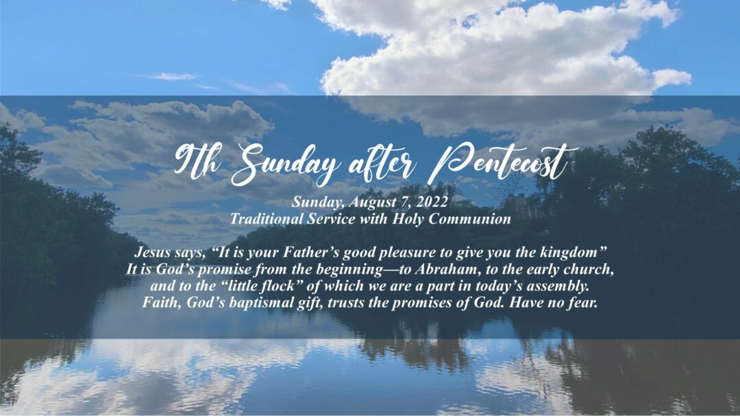 Streamed Worship Service – 9th Sunday after Pentecost