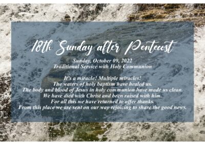 Streamed Worship Service – 18th Sunday after Pentecost
