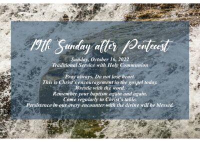 Streamed Worship Service – 19th Sunday after Pentecost
