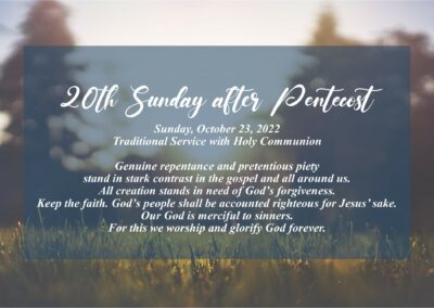 Streamed Worship Service – 20th Sunday after Pentecost