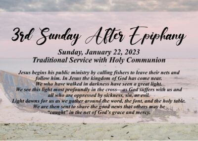 Streamed Worship Service – 3rd Sunday after Epiphany