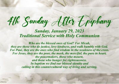 Streamed Worship Service – 4th Sunday after Epiphany