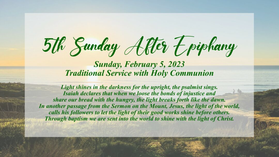 Streamed worship Service – Fifth Sunday after Epiphany