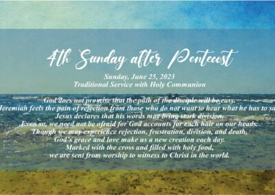 Streamed Worship Service – 4th Sunday after Pentecost