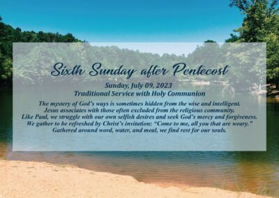 Streamed Worship Service – 6th Sunday after Pentecost