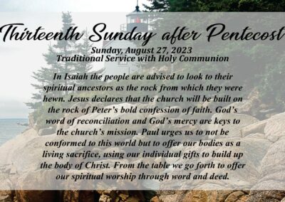 Streamed Worship Service – 13th Sunday after Pentecost