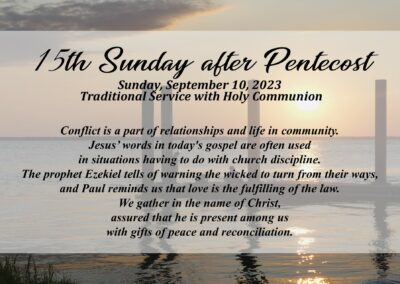 Streamed Worship Service – 15th Sunday after Pentecost