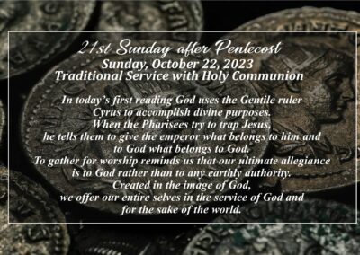 Streamed Worship Service – 21st Sunday after Pentecost