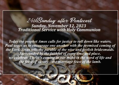 Streamed Worship Service – 24th Sunday after Pentecost
