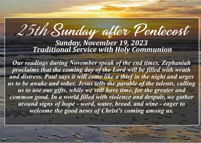 Streamed Worship Service – 25th Sunday after Pentecost